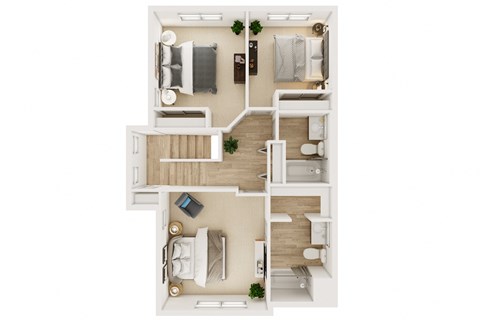 3 Bedroom townhome level bedrooms
